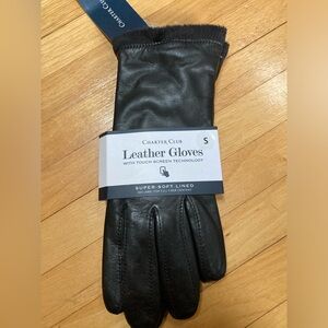 Charter Club leather gloves - Size Small - Black - NWT